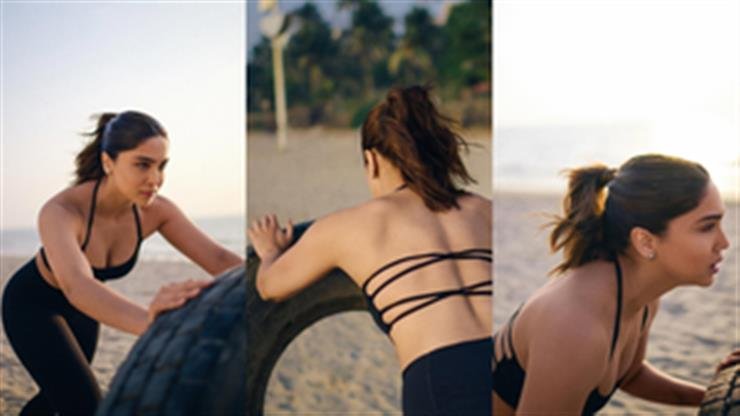 Sharvari shares a glimpse of her beach workout with tire-training