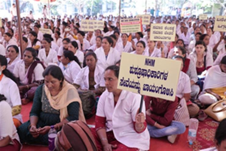 Over 9,000 nurses & paramedics in Karnataka go on indefinite strike, health services disrupted