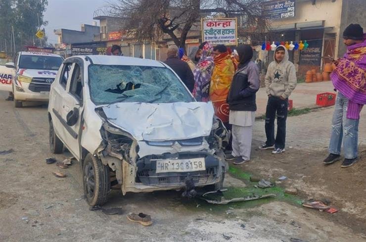 Two women killed over 15 injured in Guru Ravidas' Prabhat Pheri in Dhand .